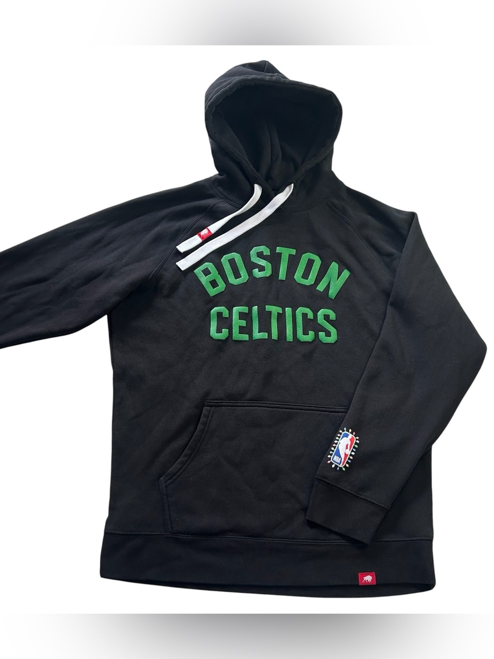 Sportiqe Boston Celtics NBA Olsen Hoodie Black Christmas Holiday Lights Men's XL